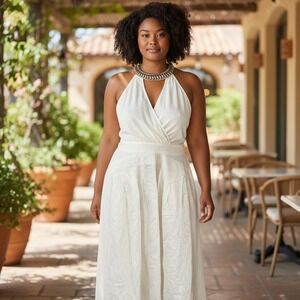 Ashley Stewart White Midi Dress